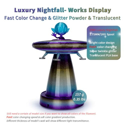 ZIRO PLA Filament 1.75mm, Sparkle Glitter Transluent Base, Luxury Nightfall - color: Luxury Nightfall