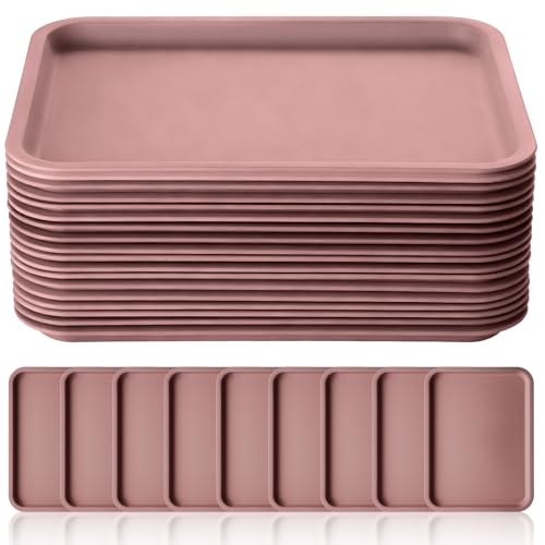 Gerrii 18 Pcs Plastic Fast Food Tray Bulk, Light Brown, 12 x 9 Inch - color: Light Brown, size: 12 x 9 Inch