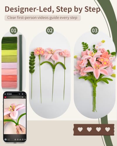 Vuzica 750Pcs Pipe Cleaner Flower Kit, 8mm Pink Pipe Cleaners Bulk - color: Lily Blush - Bouquet Edition