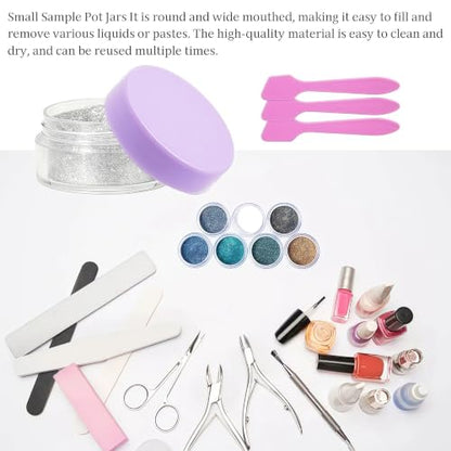 50 Pcs Makeup Sample Containers 3g/5g Sample Containers with Lids Tiny Sample Jars for Skincare Cream Lotion Jewelry Beads DIY Crafts Travel (FZG/5g/Zi) - color: purple, size: 5g
