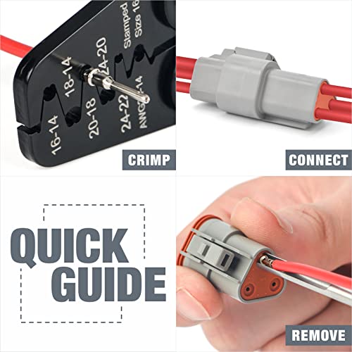 IWISS Deutsch 3 Pin DT Series Connectors, Size 16 Stamped Contacts, 3 Way Automotive Electrical Connectors, 80 Pieces - size: 3PIN(8 Pair)
