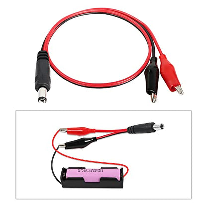Alligator Clip Jumper Probe to DC 5.5x2.1mm Male and Female Test Wre 18AWG Adapter Red and Black Wire Alligator Clip Test Wire 50 cm for Testing The Circuit (DC Male +DC Female)