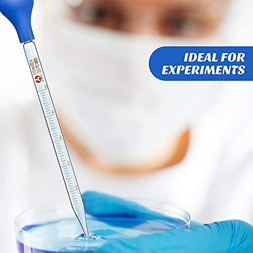 Weewooday 16 Pcs 10 ml Glass Dropper Pipette with Rubber Bulb Stir Rod Blue - color: Blue, size: 10 ml