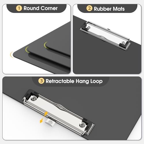 Plastic Clipboards, Grey 8.5x11 Clip Board - color: Grey