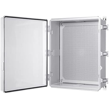 Gratury Junction Box, IP67 Waterproof Plastic Enclosure for Electrical Project, Hinged Transparent Cover, Includes Mounting Plate and Wall Bracket - color: Transparent, size: 20"×16.1"×7.9"