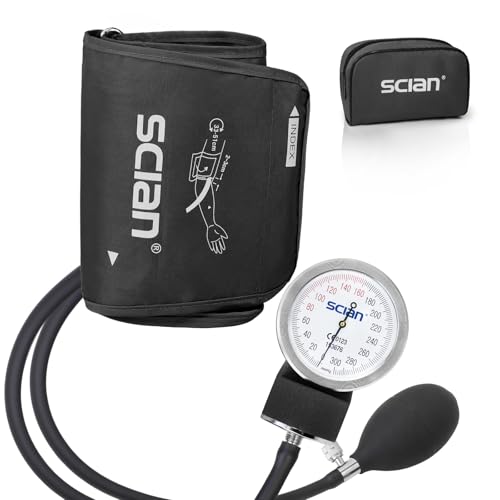 SCIAN Manual Blood Pressure Cuff - Aneroid Sphygmomanometer with European Cuff 12.6-20.8" and D-Ring, Come with Carrying Bag for Nurse Doctor Senior Adult, Black-Large Cuff - color: Black (L Cuff 12.6-20.8")