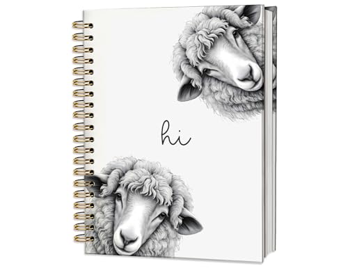 Sheep Gifts,Sheep Gifts Notebook Journal for Women,Cute Animal Lovers Gift Notebook Journal for Kids,Sheep Themed Gift Stuff,Hardcover Spiral Notebooks for Writing,5.5x8.3 Inch - color: Sheep, style: White