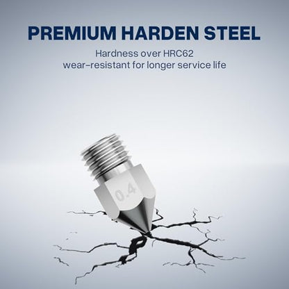 ELEGOO 5pcs 0.4/0.6/0.8mm Harden Steel Nozzles for Neptune 3/Pro/Plus/Max - style: Harden Steel Multi Sizes