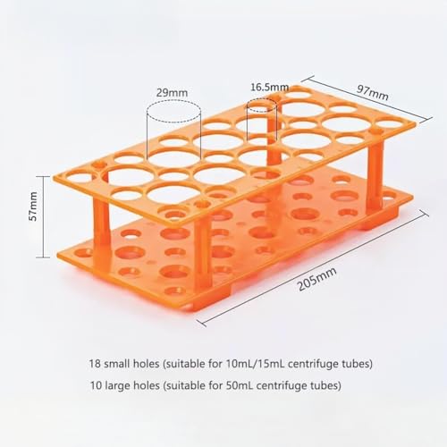 2 Pack Test Tube Rack,28 Well Centrifuge Tube Holder,Detachable Lab Test Tube Holder Rack for 10ml/15ml/50ml(Blue,Orange)