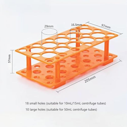 2 Pack Test Tube Rack,28 Well Centrifuge Tube Holder,Detachable Lab Test Tube Holder Rack for 10ml/15ml/50ml(Blue,Orange)