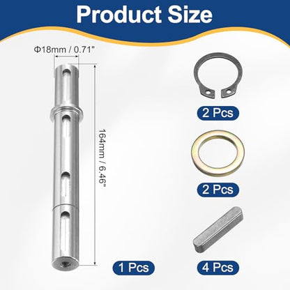 uxcell Output Double Shaft, 18mm Diameter, 164mm Length, Low Noise Alloy Steel Output Shaft with Gaskets S Ring Corner Pin for NMRV040 Worm Reducer - size: Double Shaft, style: 18mm Shaft, 164mm Length