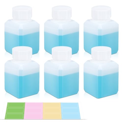 1oz Leak Proof Plastic Bottles with Caps, Laboratory Reagent Bottle, Reusable Small Pill Storage Containers for Travel, Classrooms, Home (6 pack translucent) - color: Translucent, size: 1oz