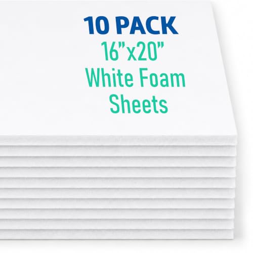 Flipside Products White Foam Board 16” x 20” - Premium Double-Sided with White Foam Core, 3/16" Thick - Photography Mounting, Art Projects, Presentations, Display & Signage – Pack of 10 - color: White, size: 16" x 20"