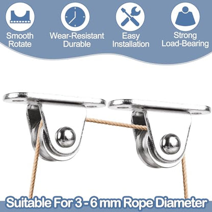 Small Pulley Block 1" Mini Duplex Pulley Roller Frictionless Silent Wheel Heavy Duty Fixed Pulley Loading 176 lb for Rope Cable Cord Guide & Wall Ceiling Mount DIY Project - 8 Pack - size: 8 Pack
