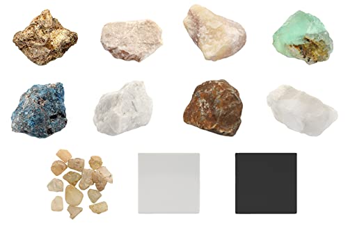 EISCO Moh's Hardness Kit, 12 Pieces - Includes 9 Rock & Mineral Specimens, 1" Each - Geology Activity for Exploring & Identifying Minerals Using Moh's Hardness Scale - Tech Cut Rocks - size: 9.75 x 7 x 3.5 inches
