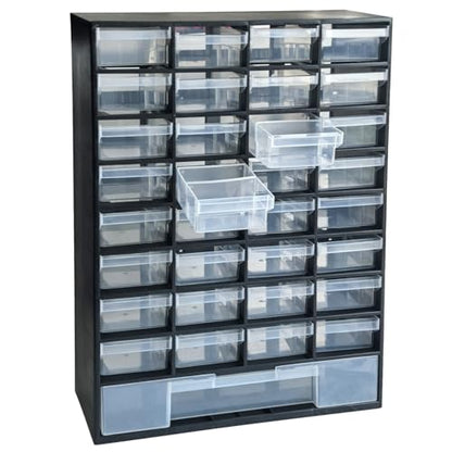 33 Drawer Plastic Small Parts Organizer, Storage Bin with Drawers for Hardware, Parts, Crafts, Beads, 11.8 x 16.1 x 5.2 Inches (Black) - color: Black