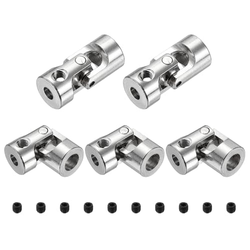 MECCANIXITY 5pcs Universal Joint Shaft Coupling, 4mm to 6mm Inner Dia Rotatable Steering Shaft U Joints Coupler with Screws for RC Car, Robot, Boat Drive Ship Motor Use - size: 4mm to 6mm