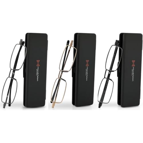 Flat Folding Reading Glasses Multi-Pack - color: 3 Pack - Black, Gunmetal & Gold