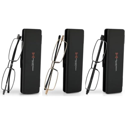 Flat Folding Reading Glasses Multi-Pack - color: 3 Pack - Black, Gunmetal & Gold
