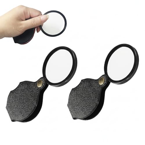 20X Pocket Magnifier, 2 Pcs Portable Pocket Magnifying Glass, Rotating Folding HD Mini Pocket Magnifier for Seniors Student Reading, Coin, Jewelry or Exploring