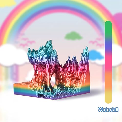 ERYONE Silk Rainbow 3D Printer PLA Filament 1.75 +/- 0.03mm, Shiny Multicolor Filament PLA Fast Color Gradient 1KG(2.2LBS), Waterfall Rainbow - color: Silk Rainbow Waterfall, size: 1KG