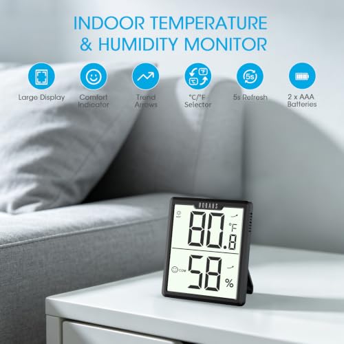 DOQAUS 3 Pack Digital Hygrometer Indoor Thermometer Black - color: Black