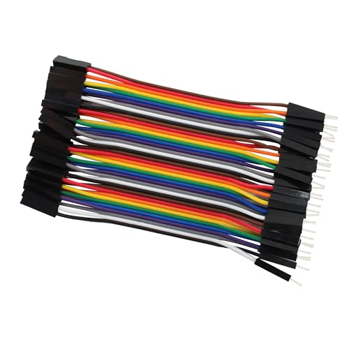 40pcs 10cm Dupont Wire Male to Female 40pin Breadboard Jumper Wires Multi-Color Ribbon Cable Line Connector - size: 40pin(M/F)