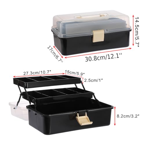BTSKY 3-Layer Plastic Dividing Storage Box Craft Organizer and Storage - color: Black+Beige