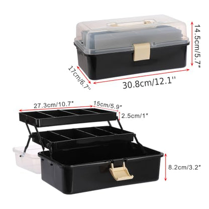 BTSKY 3-Layer Plastic Dividing Storage Box Craft Organizer and Storage - color: Black+Beige