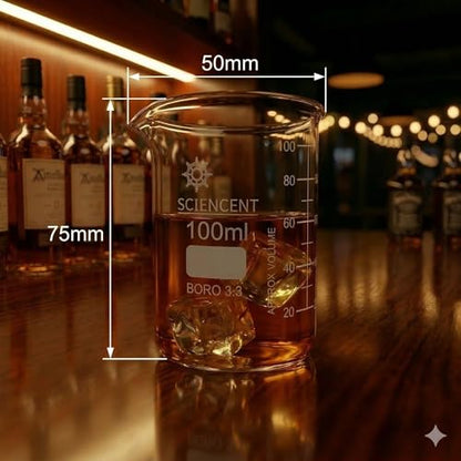 SCIENCENT Glass Beaker Set of 6 Borosilicate Thick Wall - 25ml, 50ml, 100ml, 250ml, 500ml, 1000ml (Set of 6)