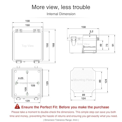 QILIPSU Outdoor Electrical Box Waterproof Junction Box 5.9"x5.9"x3.5" - color: Clear, size: 5.9"x5.9"x3.5"
