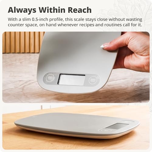 Greater Goods Food Scale, Slim & Compact Build, 1g Precision (Ash Gray) - color: Ash Gray