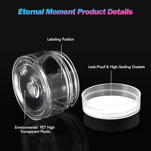 Eternal Moment 50 Pack 1 OZ Plastic Jars Clear Cosmetic Container with Lids - color: Clear Lid, size: 1 Ounce