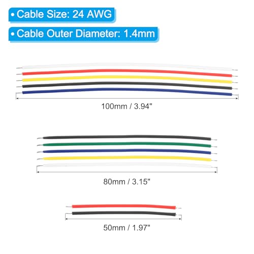 PATIKIL 24 AWG Solid Core Wire Kit, 130pcs PVC Coated Pre Tinned Copper Electrical Cable Hookup Jumper Wires for Electronic Projects
