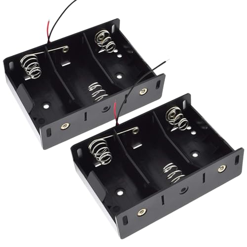 SDTC Tech 2-Pack 3 Slot D Cell Battery Holder 4.5V D Size Battery Case Box with Wire Leads - color: D Cell 3-Slot, size: D Cell Holder