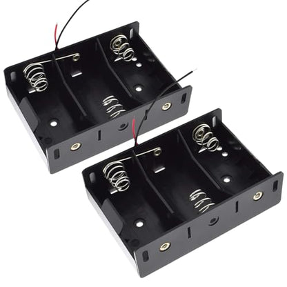 SDTC Tech 2-Pack 3 Slot D Cell Battery Holder 4.5V D Size Battery Case Box with Wire Leads - color: D Cell 3-Slot, size: D Cell Holder