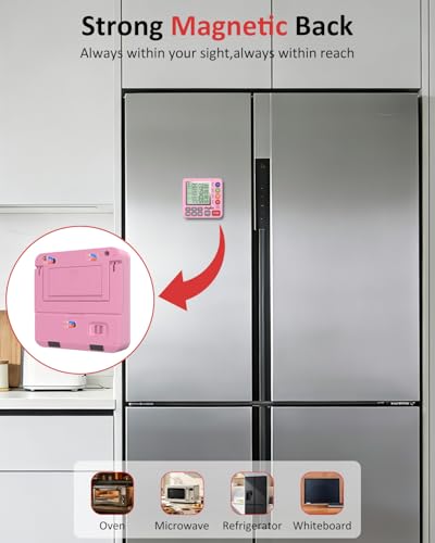 Digital Kitchen Timer with 4 Channel, Loud Alarm and Silent Mode - color: Pink