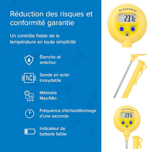 Traceable Shock/Water Resistant Thermometer: ±1.0°C Accuracy (-20 to 100°C)