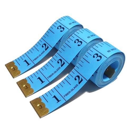 3 Pack Tape Measure Body Measuring Tape, Soft Fabric Measuring Tape for Sewing Cloth Measurement, 60 Inch Double Scale Tailor Ruler for Weight Loss (Blue) - color: Blue