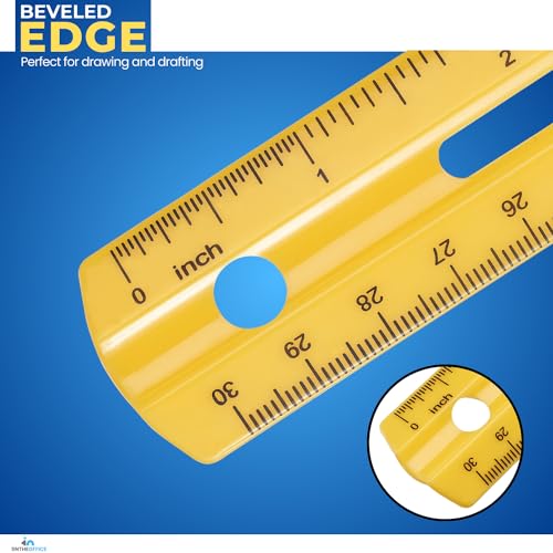 1InTheOffice Plastic Ruler 12 Inch, Metric Rulers with Inches and Centimeters, Office and School Rulers, Assorted Color, 6 Pack
