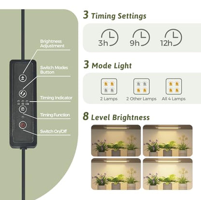 Bamworld Plant Stand with Grow Lights Large Plant Shelf Indoor Hanging Plants