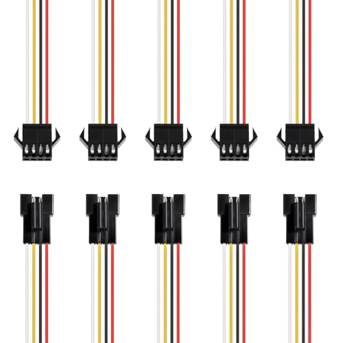 5 Set 4 Pins Male Female Flat Ribbon Cables, 40cm / 16" - size: 4Pin