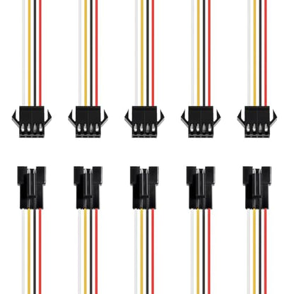 5 Set 4 Pins Male Female Flat Ribbon Cables, 40cm / 16" - size: 4Pin