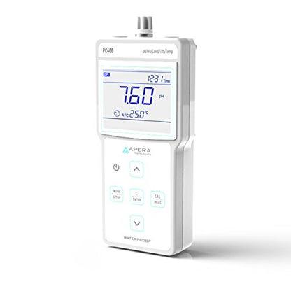 Apera Instruments AI413 PC400 Portable Multi-Parameter Meter Kit (pH/EC/TDS/Temp.), 6 Bottles of Calibration Solutions Included, 1.3" Height, 3.4" Wide, 7" Length - style: pH+EC/TDS