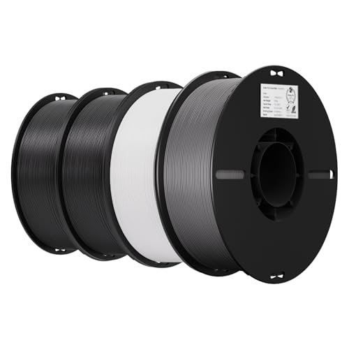 Creality PLA 3D Printer Filament, Black & Black & White & Grey, 4-Pack - color: Black*2+white+grey Pla, size: 4kg