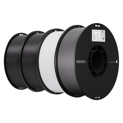 Creality PLA 3D Printer Filament, Black & Black & White & Grey, 4-Pack - color: Black*2+white+grey Pla, size: 4kg