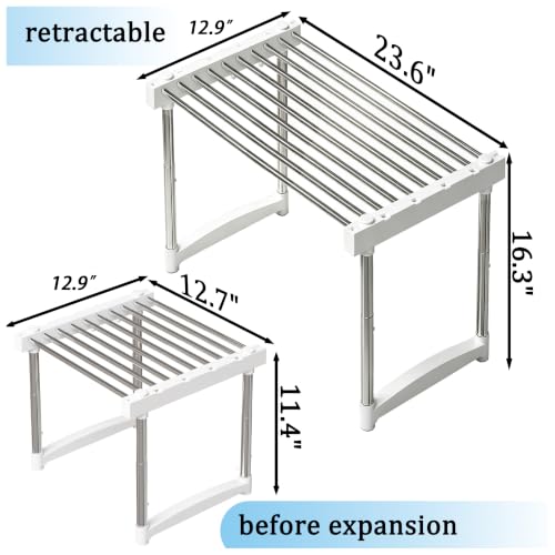 BLULEE Expandable Standing Shelf Unit, Adjustable Storage Rack White - color: White