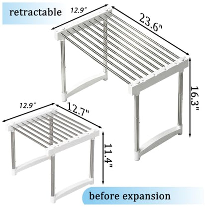 BLULEE Expandable Standing Shelf Unit, Adjustable Storage Rack White - color: White