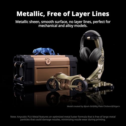 ANYCUBIC Silk Filament, Metal-Like PLA, 1KG Spool, Metal Black - color: 1kg Metal A-black