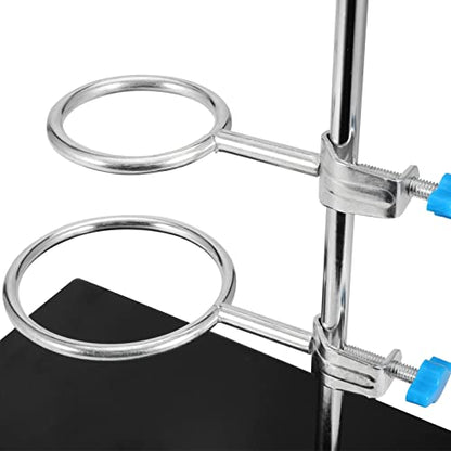 PINGEUI 2 PCS 16 Inch Lab Stand Set, Laboratory Stand Support, Lab Stand and Clamp Set with 4 Retort Rings, 2 Flask Clamp, 2 Burette Clamp for Lab, Scientific Glassware, Labware